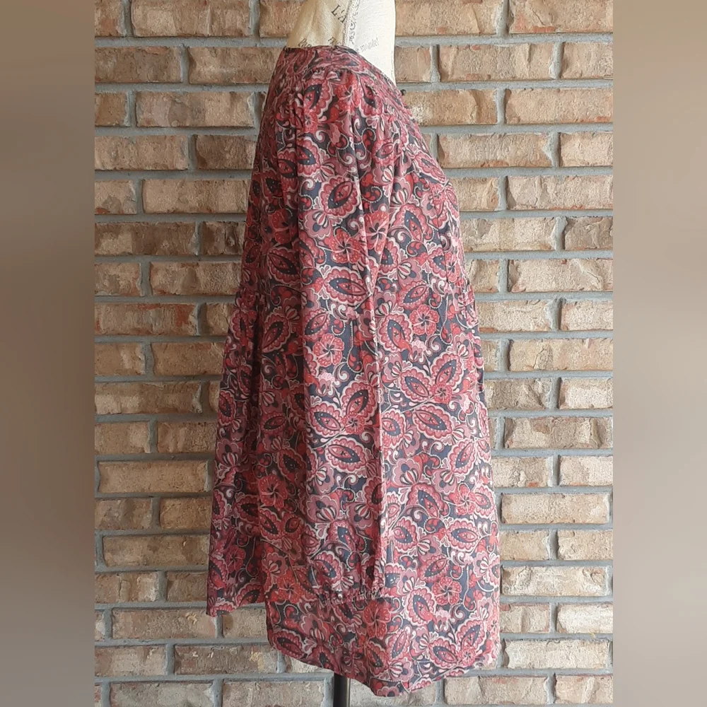 Garnet Hill Paisley Print Boho Style Dress in Red and Black Pattern.